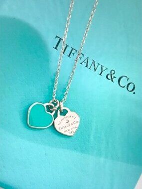 Tiffany & Co. Silver and Blue Heart Pendant Necklace
